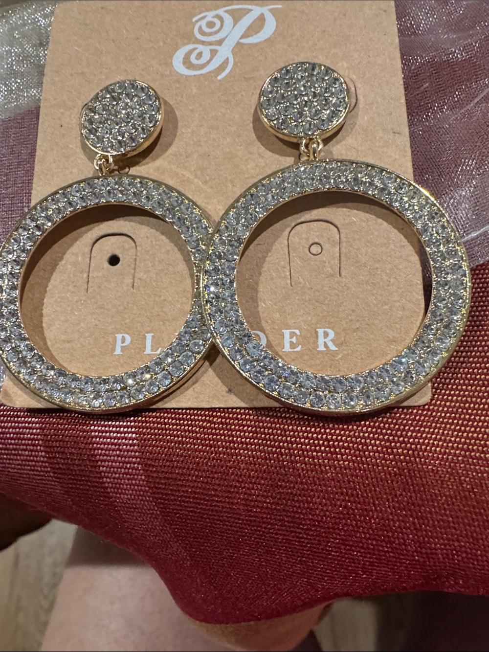 Plunder Gold Crystal Open Circle Drop Earrings